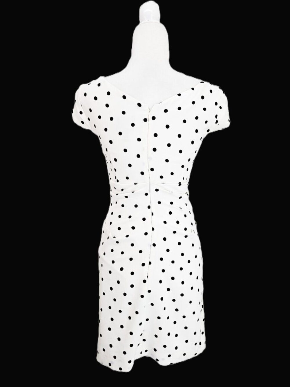 Adrianna Papell Black White Polkadot Cap Sleeved Mini Dress Women Size 6
